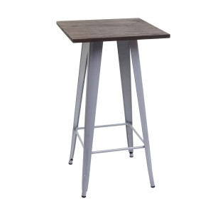 CHEFGASTRO Stehtisch Inkl. Holz-Tischplatte 107x60x60cm Metall Industriedesign Grau