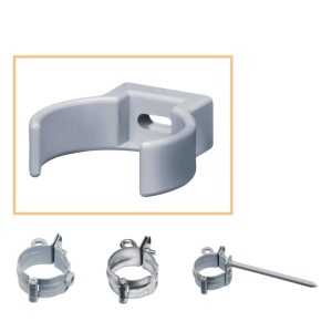 Graue Inefa PVC Rohrschelle Clip DN 75 zur Fallrohr-Wandmontage.