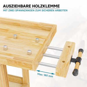 Wiltec Werkbank 151x61,5x86cm aus Holz Werktisch 150kg Arbeitstisch Hobelbank Wiltec Werkbank 151X615X86Cm Aus Holz Werktisch 150Kg Arbeitstisch Hobelbank