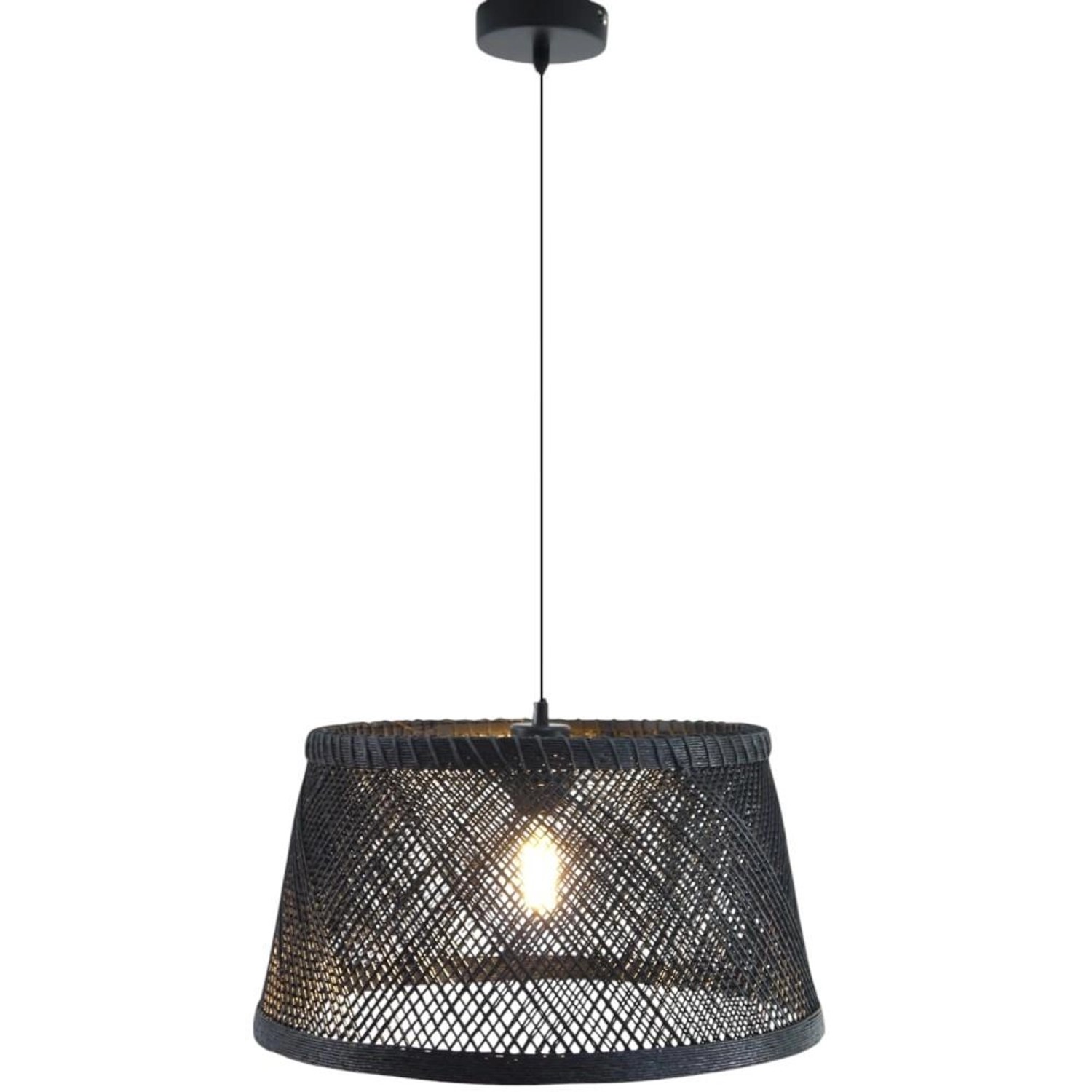 Dapo Decken Pendelleuchte Klara 42cm Papier Schwarz E27 IP20 günstig online kaufen