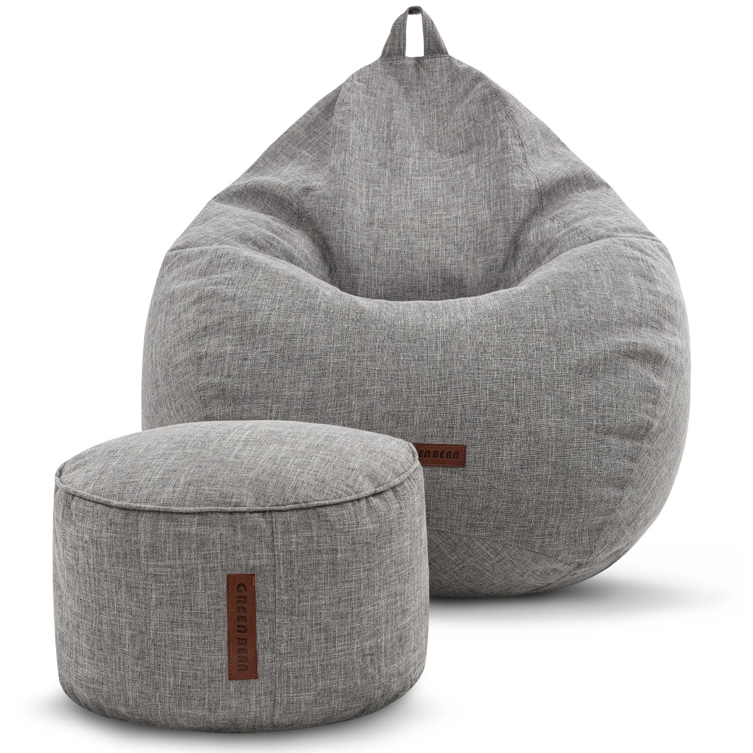 Green Bean Sitzhocker Motiv-Sitzsack 100 x 50 x 120 cm Linen Waschbarer Bezug Grau