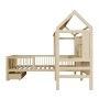 Juskys Kinderbett Yari 90x200 cm Natur mit Schreibtisch und Schublade.