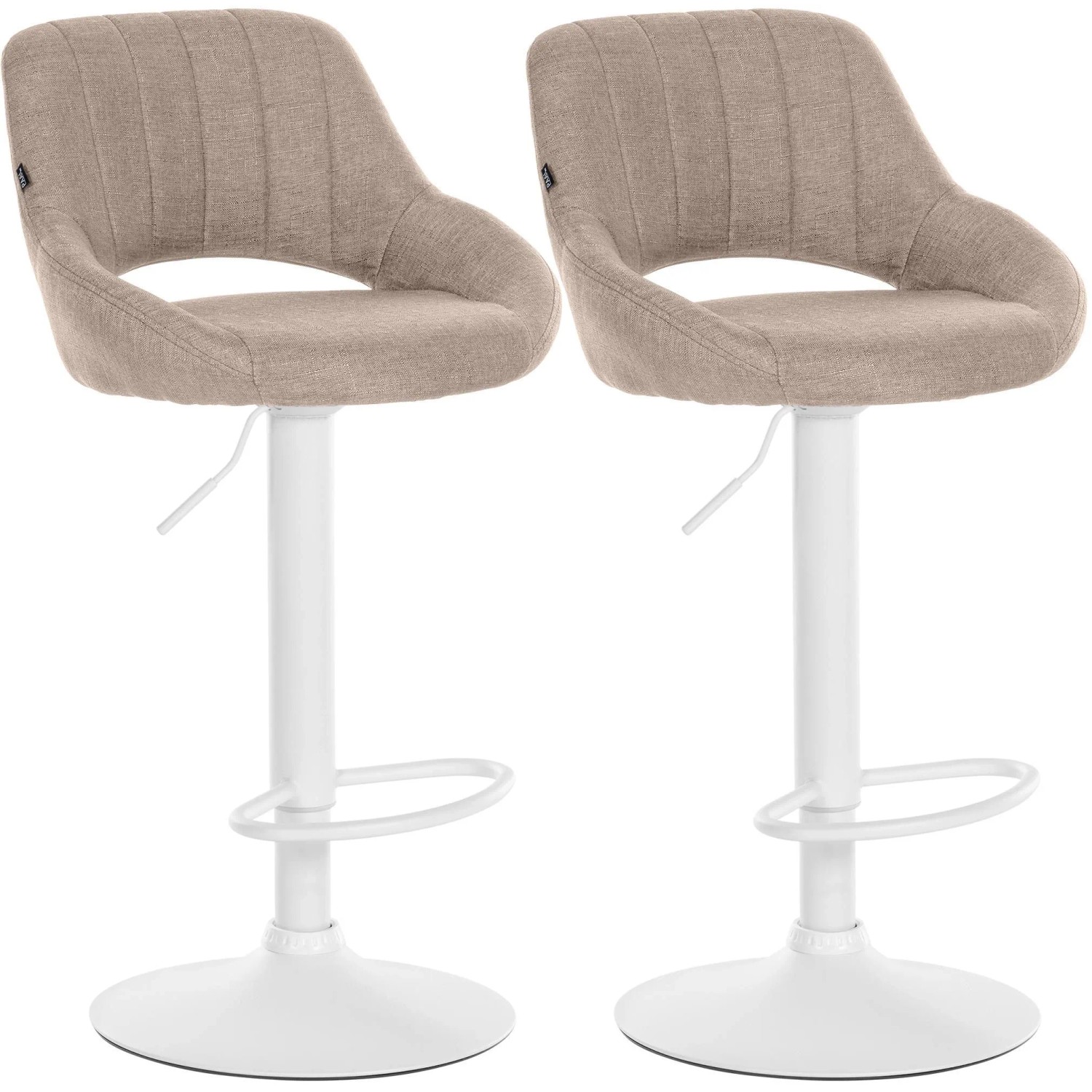 CLP 2er Set Barhocker Milet Stoff Metall Matt Weiss/Taupe