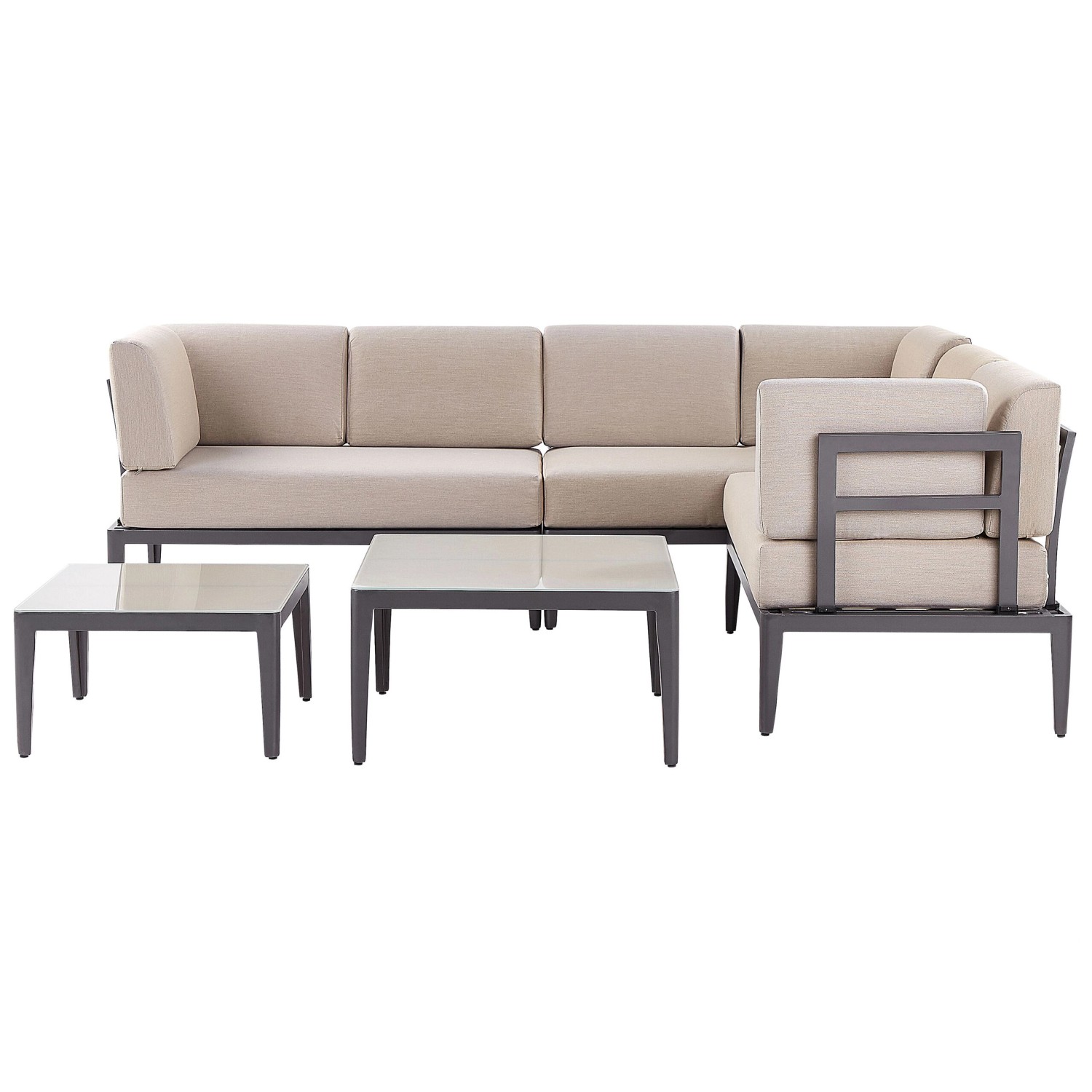 Beliani Lounge Set RIMA III Grau Beige 190x240x85