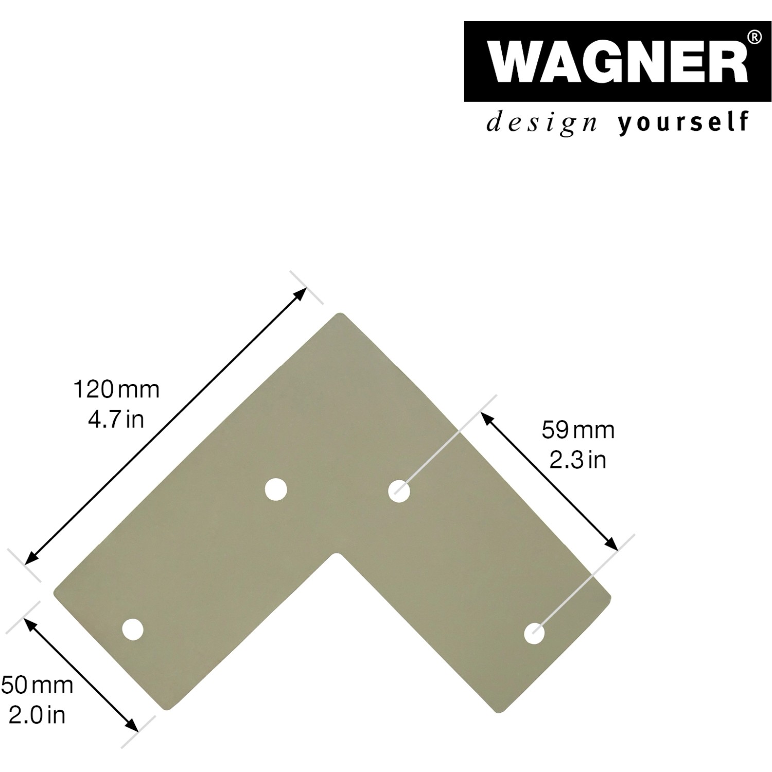 Möbelbein Hairpin von Wagner, 710 mm, Moss Grey, aus Stahl mit Maßen.