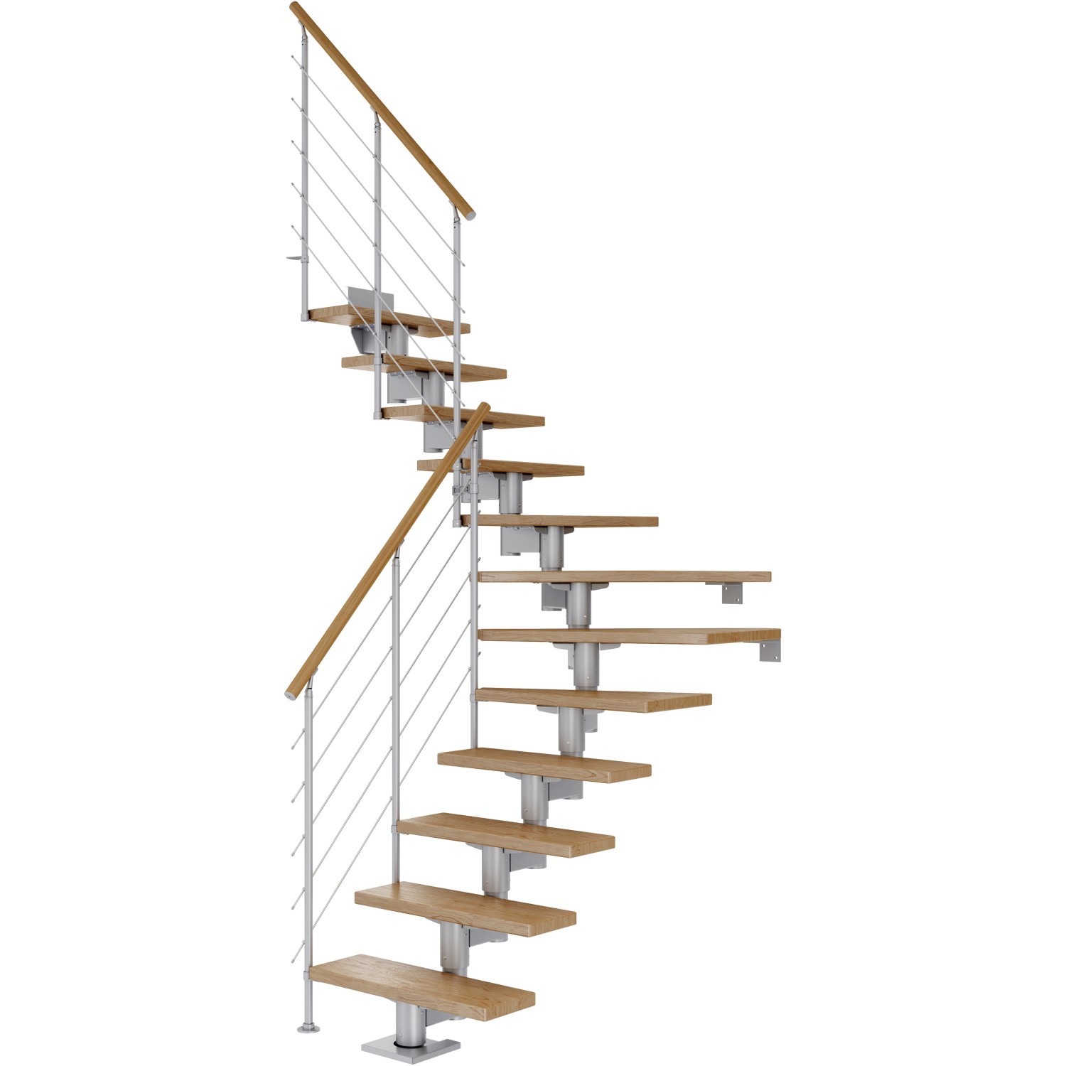 Dolle Mittelholmtreppe Cork Eiche Perlgrau GH b. 337 cm 1/4 Gewendelt 75 cm günstig online kaufen