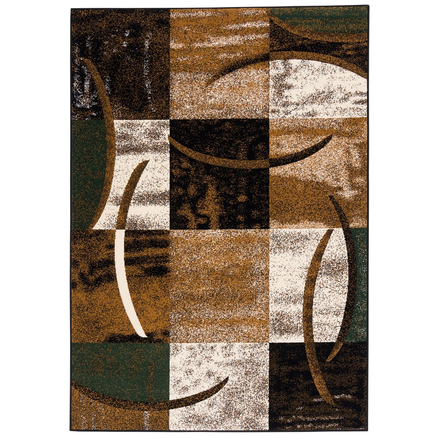 Grüner Designer Teppich 160x230cm mit abstraktem Muster für Wohnräume.