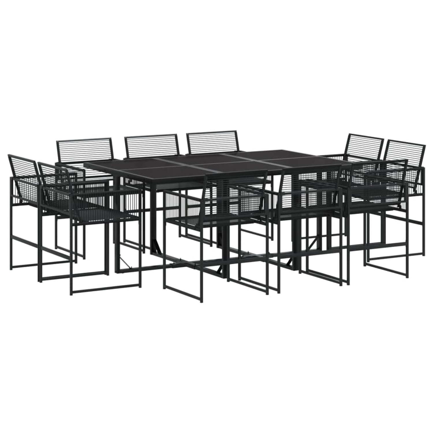 vidaXL 11-tlg Garten-Essgruppe Schwarz Poly Rattan Modell 4 günstig online kaufen