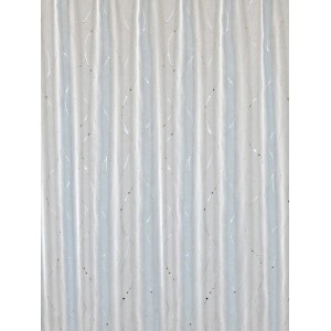 Weißer Bennetti Schlaufenschal (245x140 cm) mit silberfarbenem Druck für Fenstervorhänge.