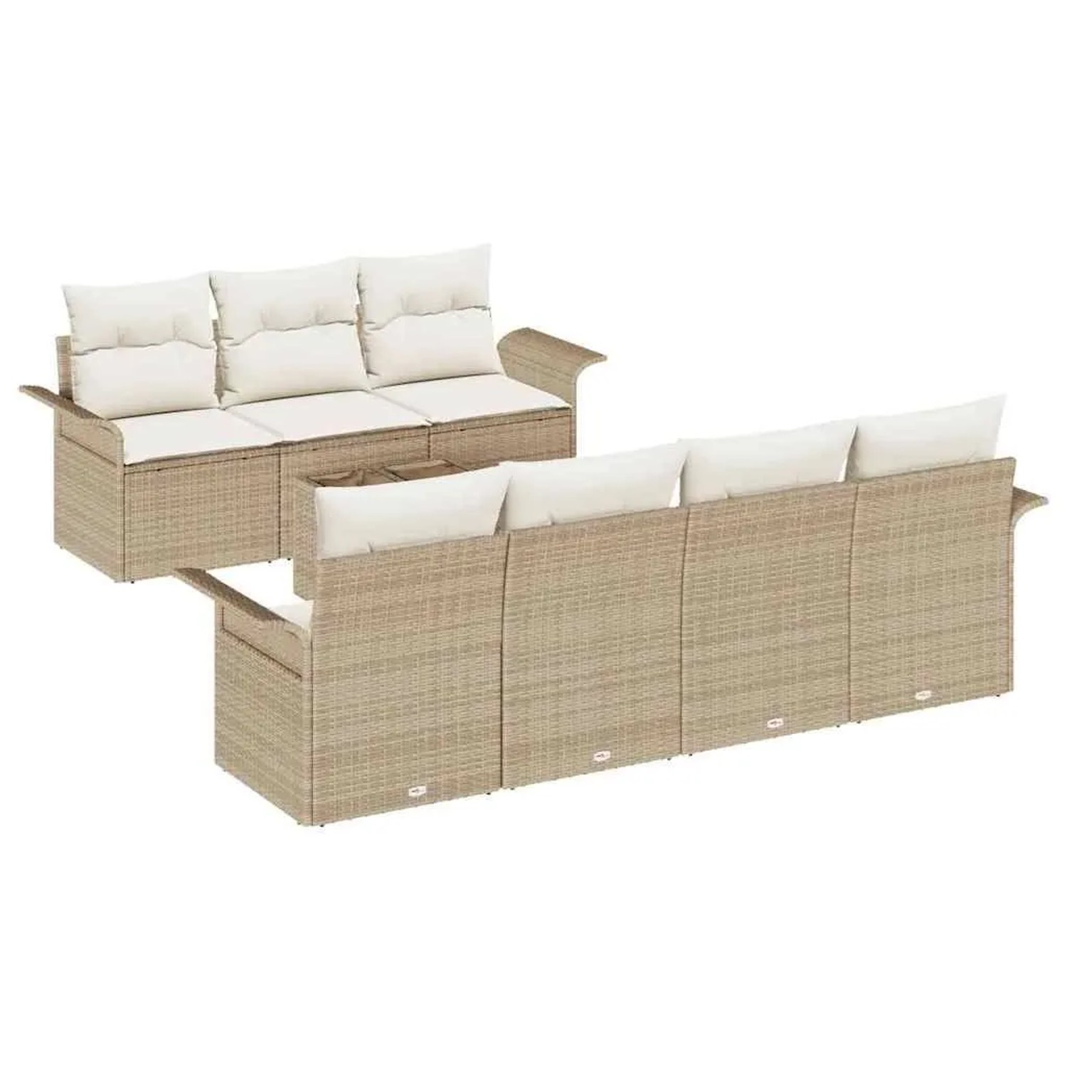 vidaXL Gartensofa-set mit Kissen 8-Tlg Beige und Creme Poly-Rattan 3353940 günstig online kaufen