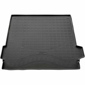 Schwarze Gummi Kofferraumwanne für BMW X5 (G05) ab 2018, passgenau mit Rand.