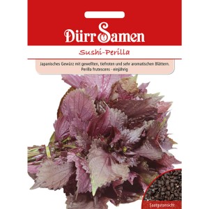 Dürr Samen Sushi-Perilla Saatgut mit roten Blättern und Saatgutansicht.