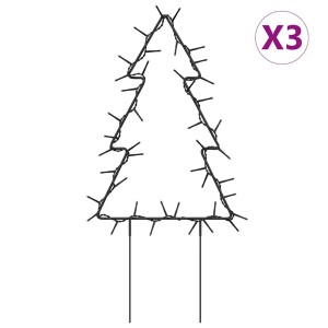 3er Set vidaXL Weihnachtsbäume mit Erdspießen, 50 LEDs, 30 cm. Weihnachtsdekoration für Garten und Haus.