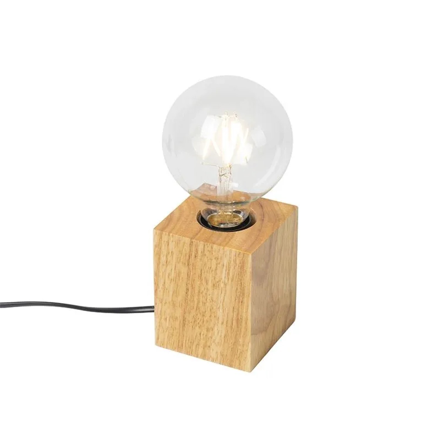QAZQA Land Tischlampe Holz Natürlich Block