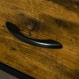 Nahaufnahme einer rustikalbraunen Schublade mit schwarzem Metallgriff, Teil einer HOMCOM Kommode im Industriestil.