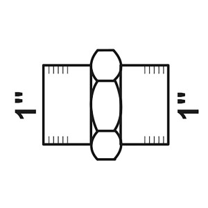 Abbildung einer verzinkten Kirchhoff Verschraubung, 30,3 mm (1 IG), konisch dichtend.