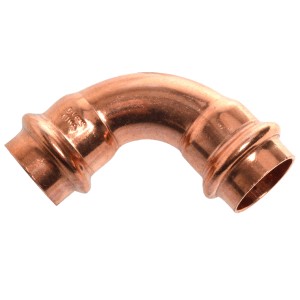 Kirchhoff CU-Bogen 90° mit 2 Muffen, blank, 28 mm für Pressfittings.