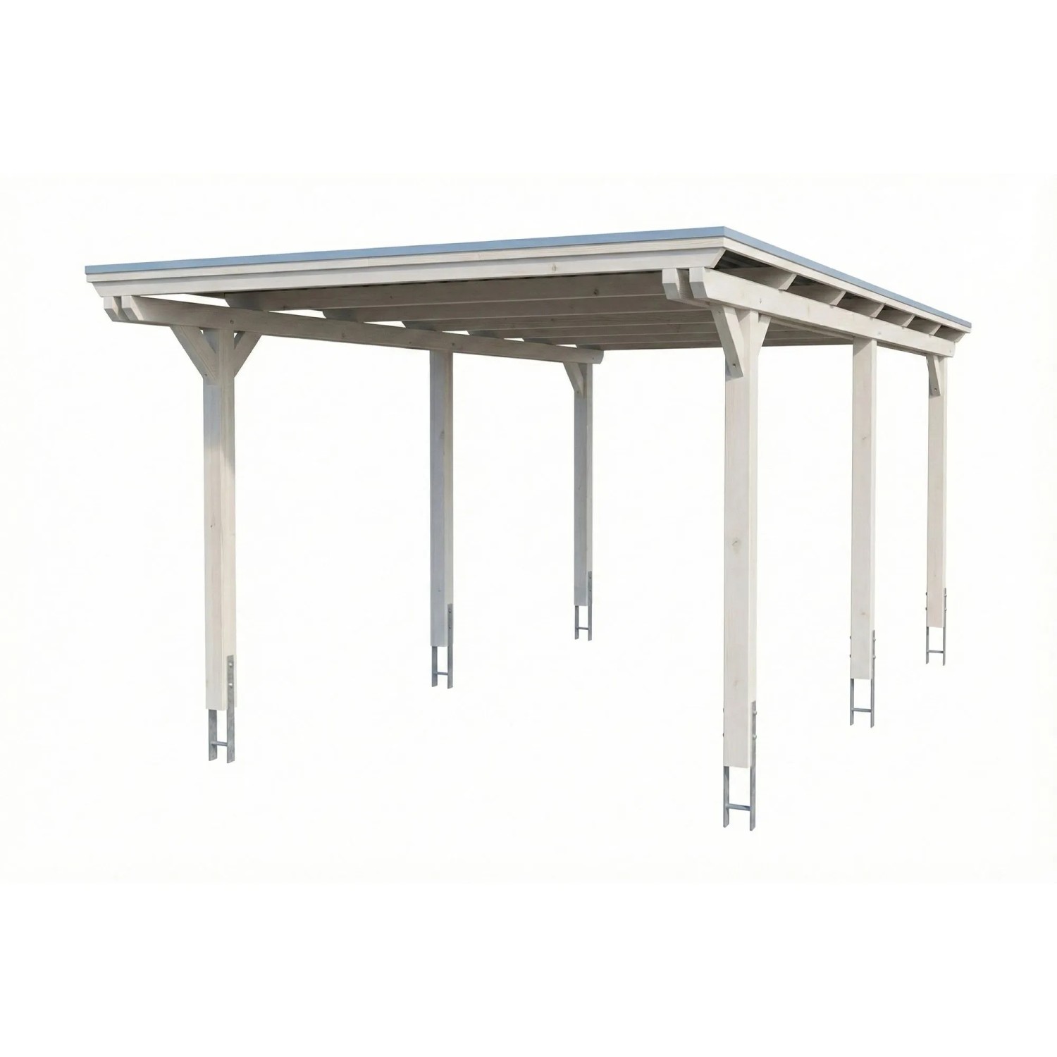 Skan Holz Carport Emsland EPDM-Dach 340 cm x 604 cm Weiß