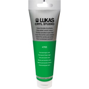 Tube Lukas Cryl Studio Premium Acrylfarbe, 125ml, Permanentgrün Hell.