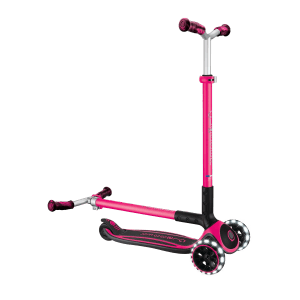 Globber ACE Lights Tretroller Kinder Teenager 125/80 mm ABEC 9 3-Rädrig Höhenverstellbar LED-Leuchtrollen Pink