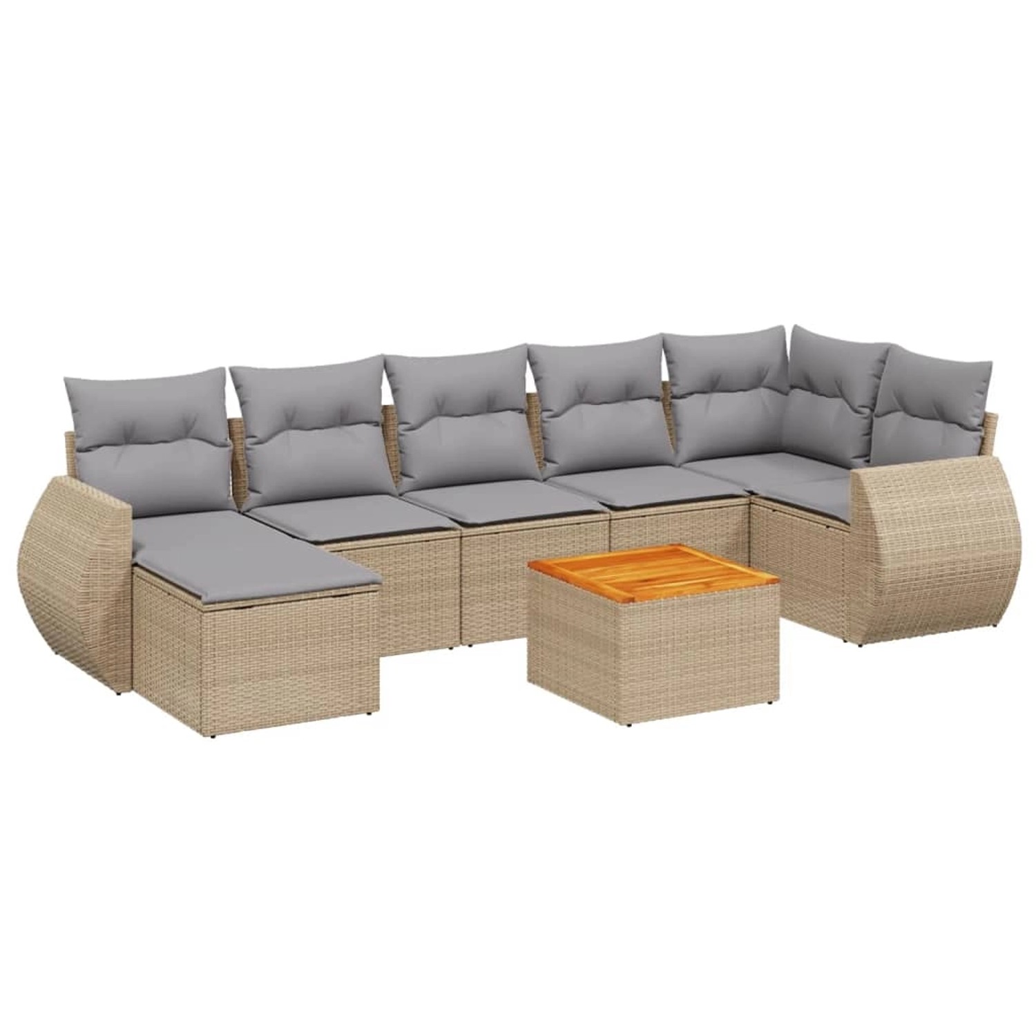 vidaXL 8-Tlg Garten-Sofagarnitur mit Kissen Beige Poly Rattan 3225114 günstig online kaufen