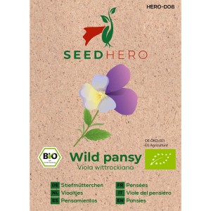 Seedhero BIO Stiefmütterchen Wild Pansy Samen für ca. 80 Pflanzen.