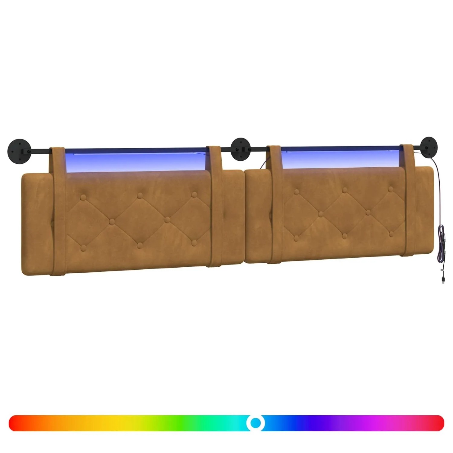 vidaXL Hängendes Kopfteil Mit LED Licht Braun Samt 3424253