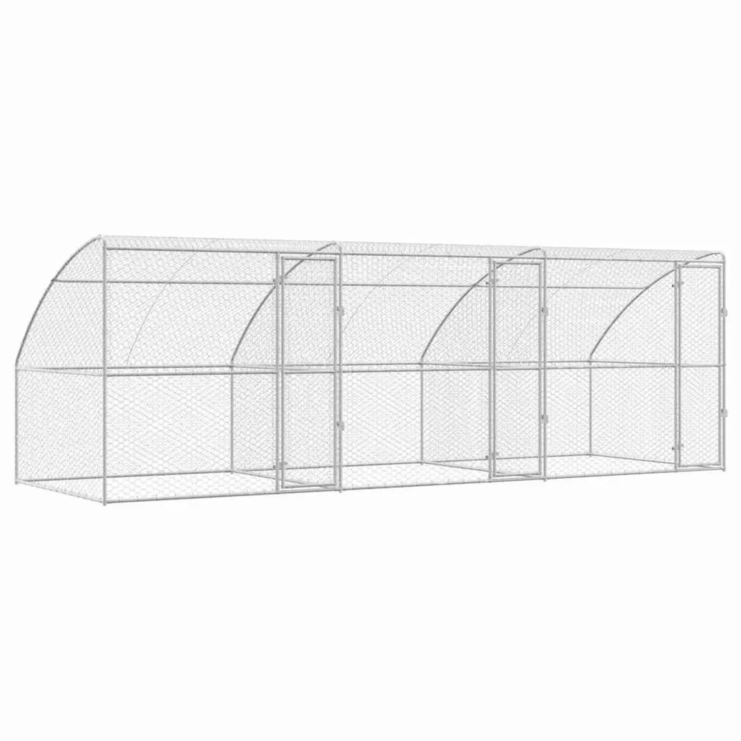 vidaXL Hundekäfig 3-Tlg Silber 6 x 2 x 2 m Verzinkter Stahl 3368334