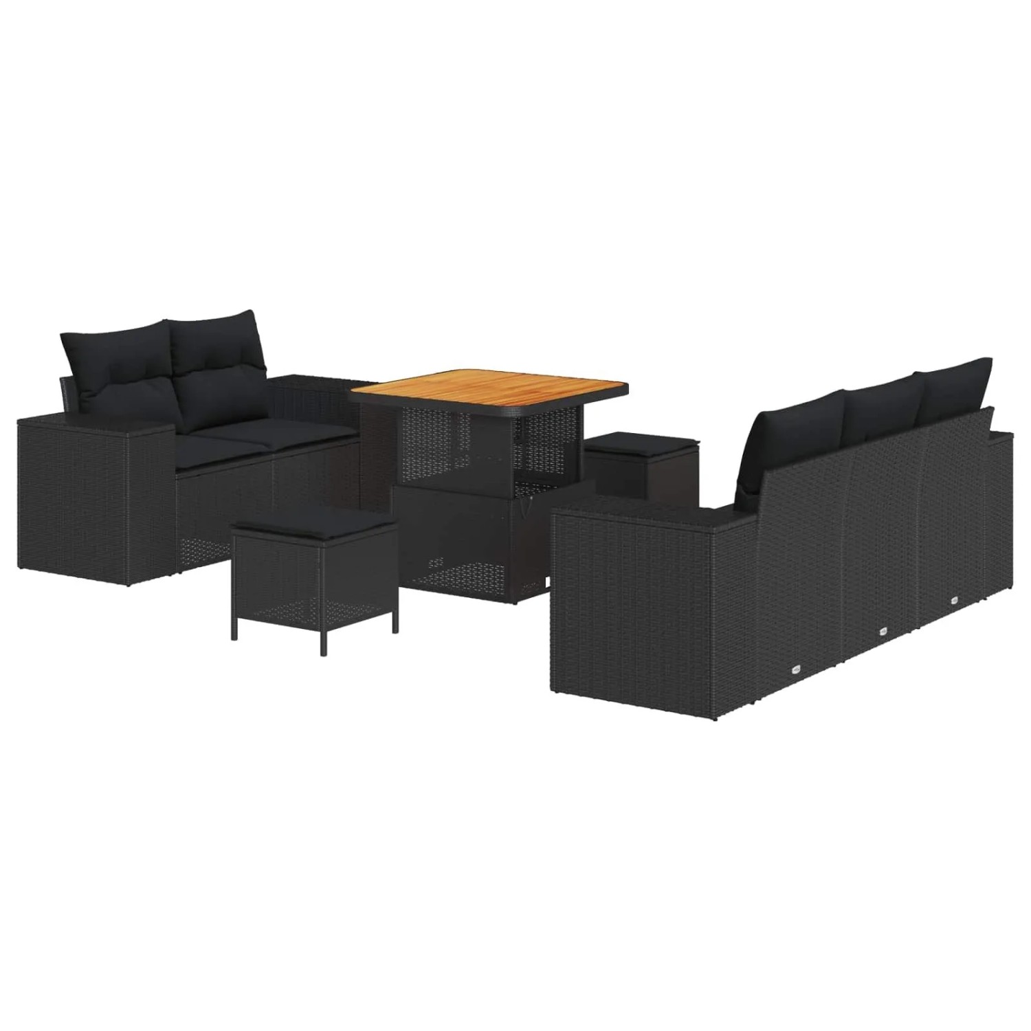 vidaXL Gartensofa-set mit Kissen 8-Tlg Schwarz Poly-Rattan 3363894 günstig online kaufen