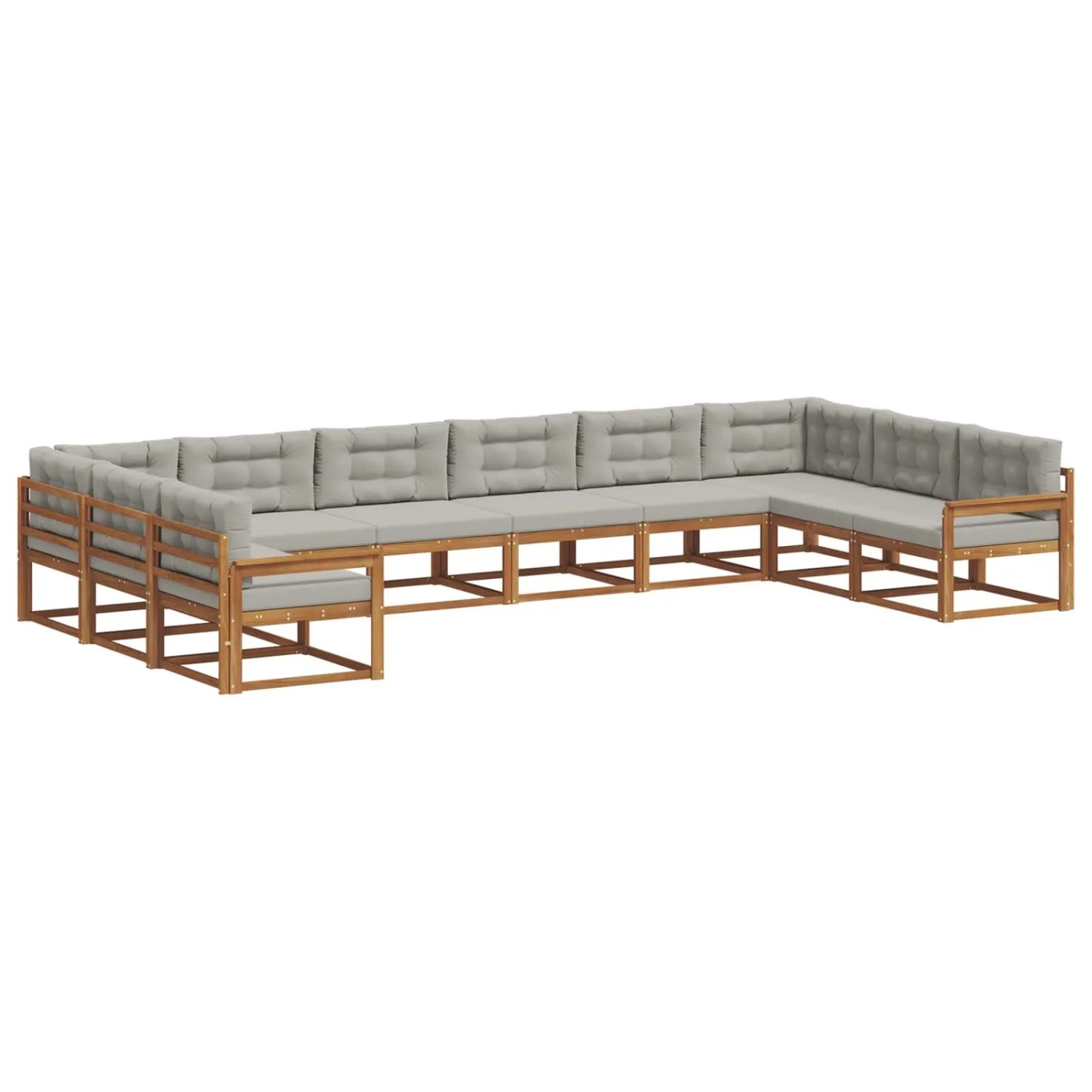 vidaXL Outdoor-Sofagarnitur mit Kissen 10-Tlg Natur und Hellgrau 3368229