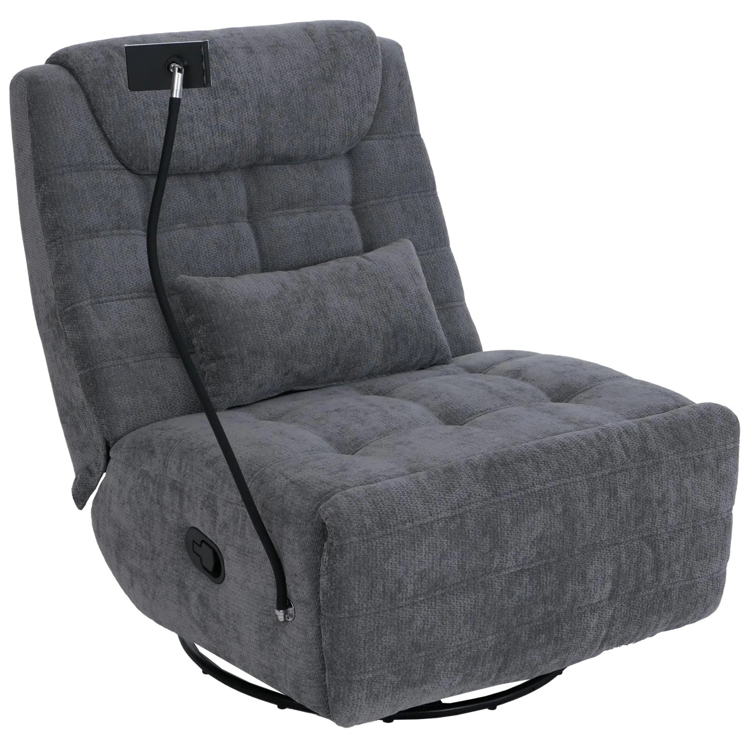 MCW Relaxsessel P92 Drehbar Kippfunktion Handyhalterung Stoff Dunkelgrau