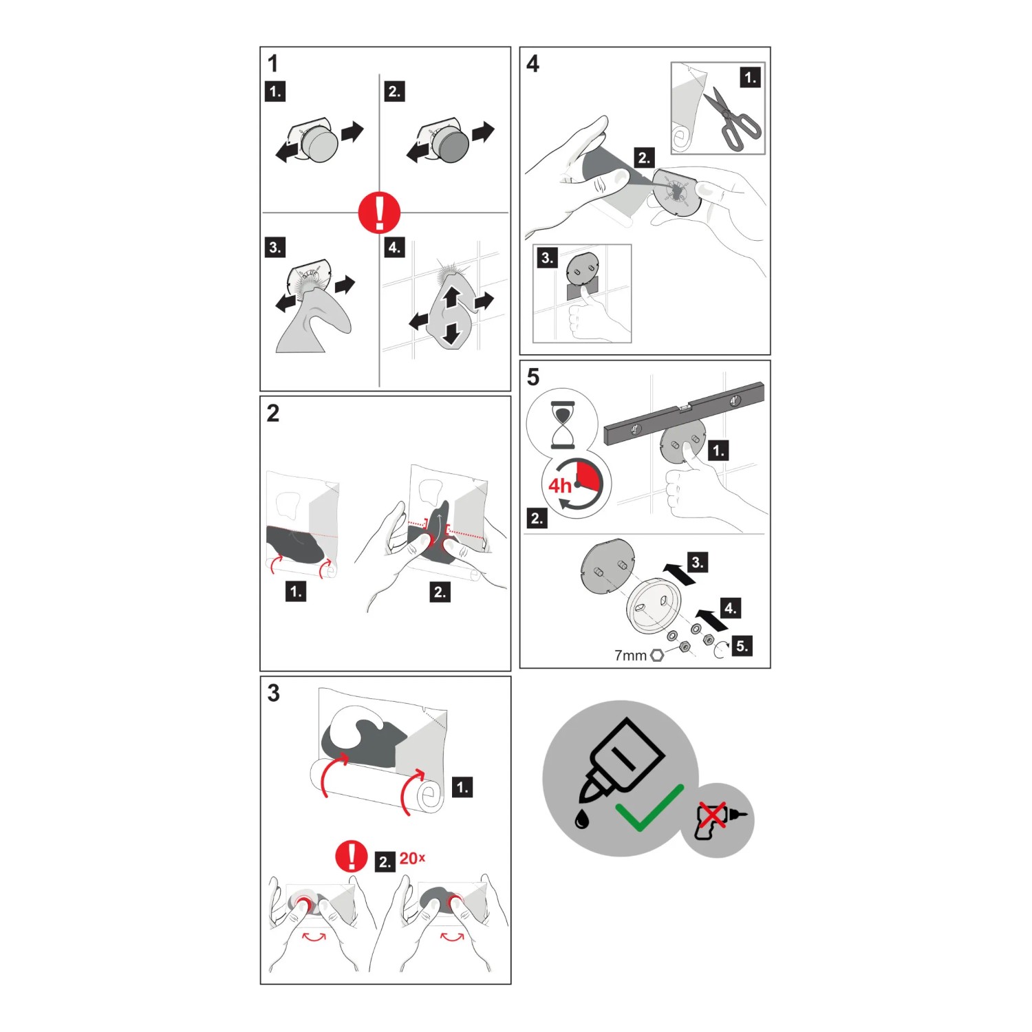Anleitung: Keuco Klebe-Set 7 für Reva Badaccessoires, Montage ohne Bohren.