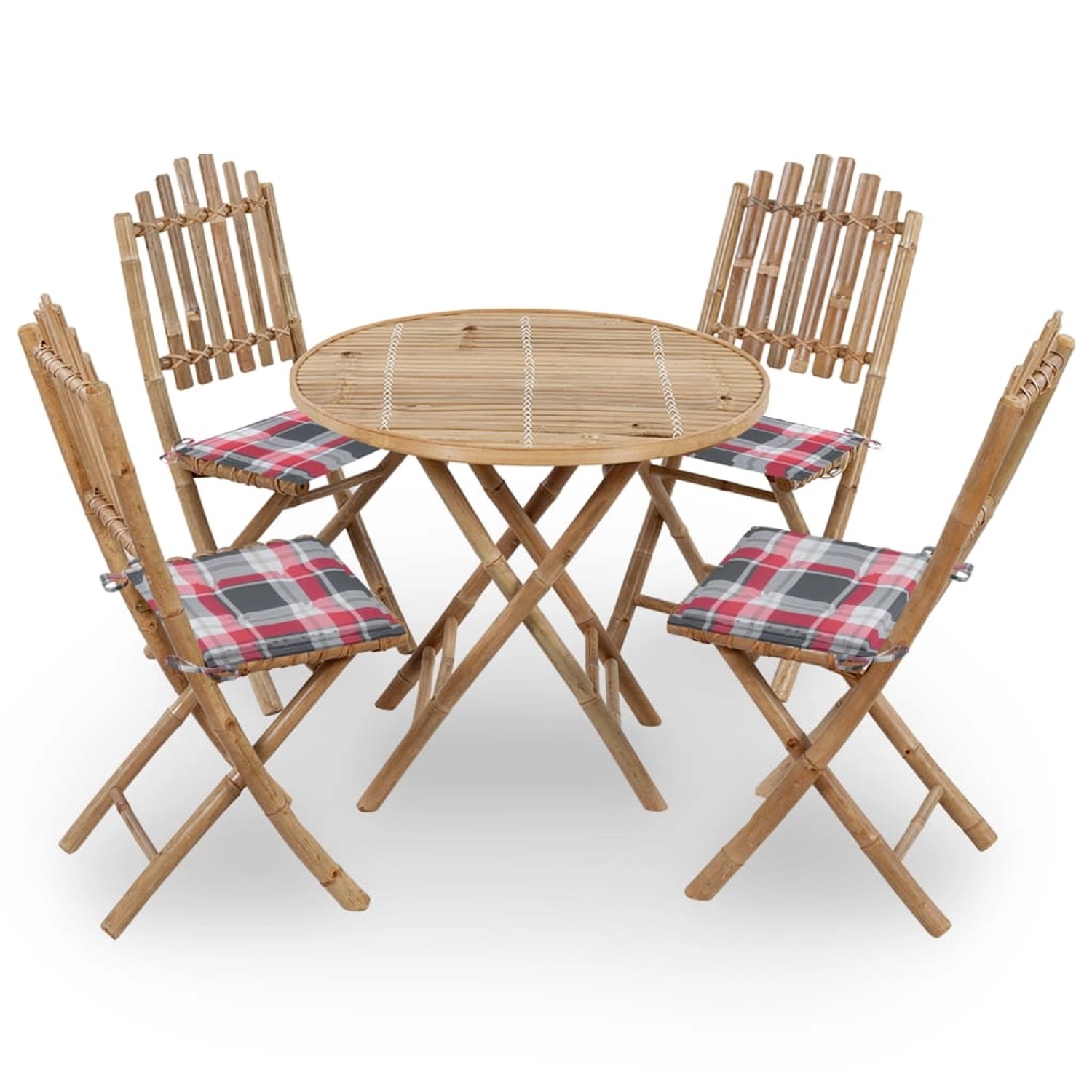 vidaXL 5-Tlg Garten-Essgruppe mit Kissen Klappbar Bambus 3063973