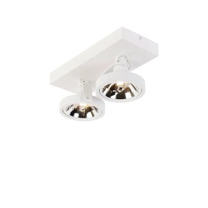 Weißer, verstellbarer QAZQA Designstrahler mit 2 Lampen (G9 Fassung) für die Deckenmontage.