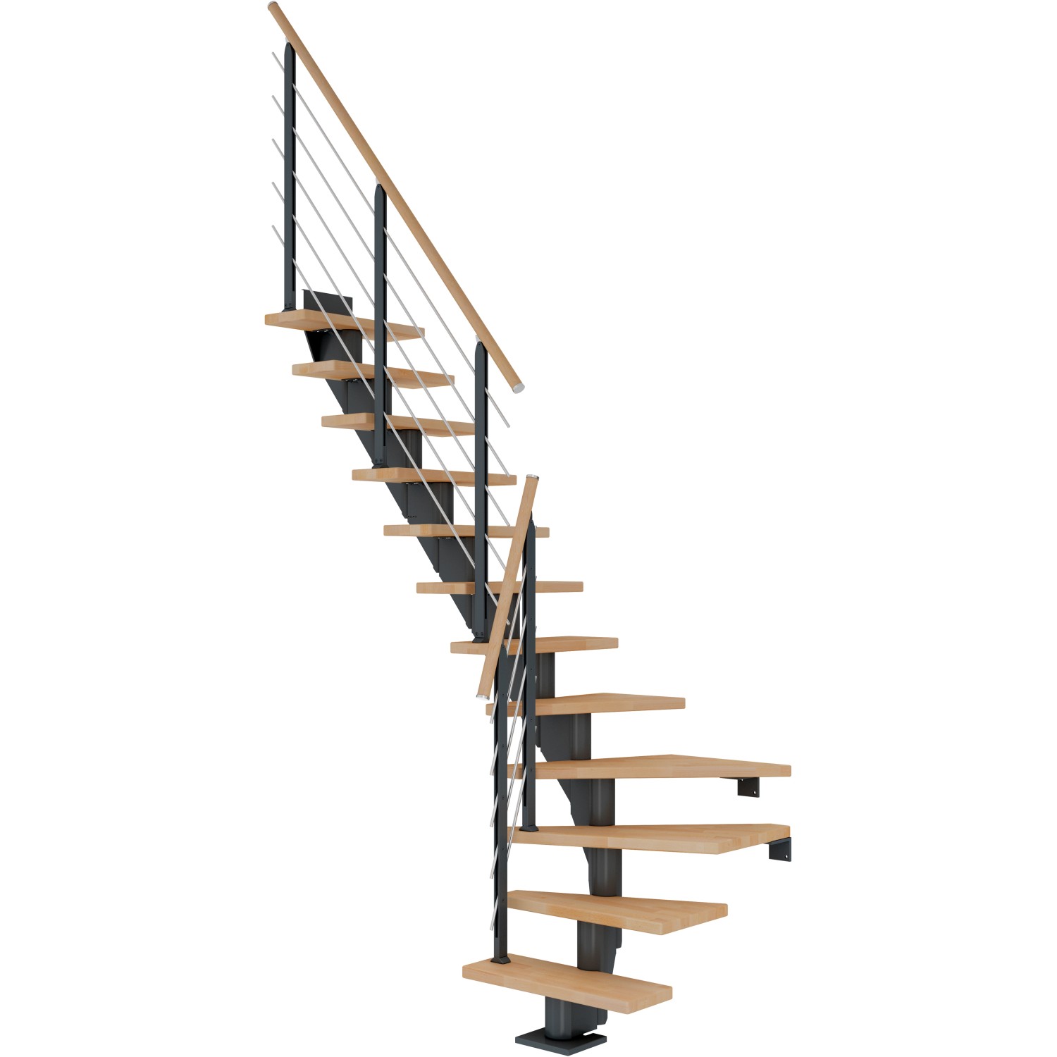 Dolle Mittelholmtreppe Frankfurt Buche Anthrazit GH bis 279 cm 1/4 - gew. 75 cm