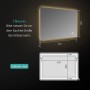 Skizze: Emke Badspiegel 70x50 cm mit LED-Beleuchtung, Maße und Hinweis zum Messen vor dem Kauf.