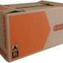 OBI Umzugskarton XL, 126 l, braun mit orangen Flächen und OBI Logo.