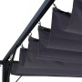 Detailaufnahme der grauen MCW Pergola C42 3,5x3,5m mit stufenlos regulierbarem Schiebedach.