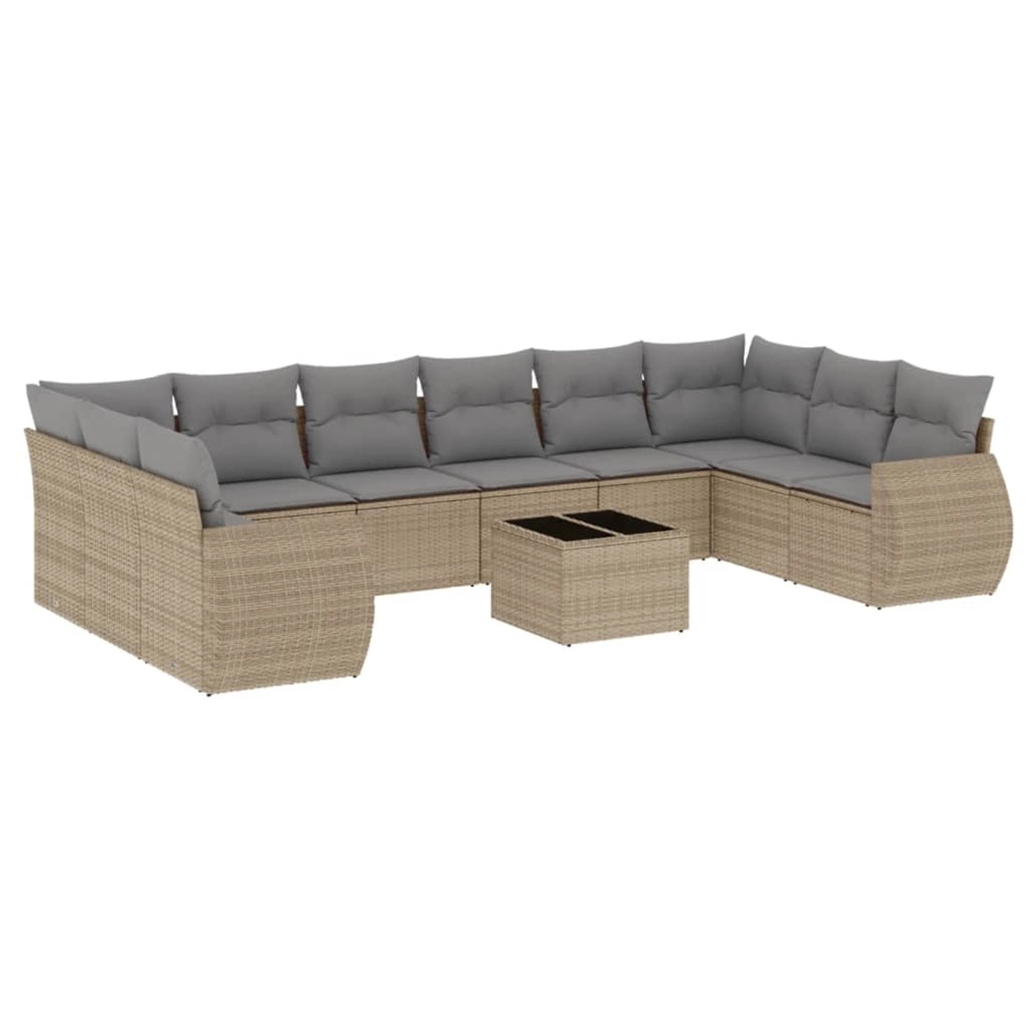 vidaXL 11-Tlg Garten-Sofagarnitur mit Kissen Beige Poly Rattan 3254216 günstig online kaufen