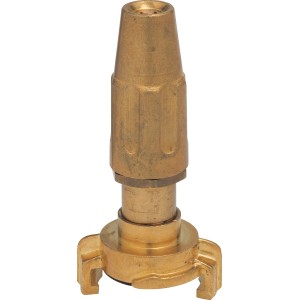 Stufenlos verstellbare Spritzdüse aus Messing für Gartenschläuche.