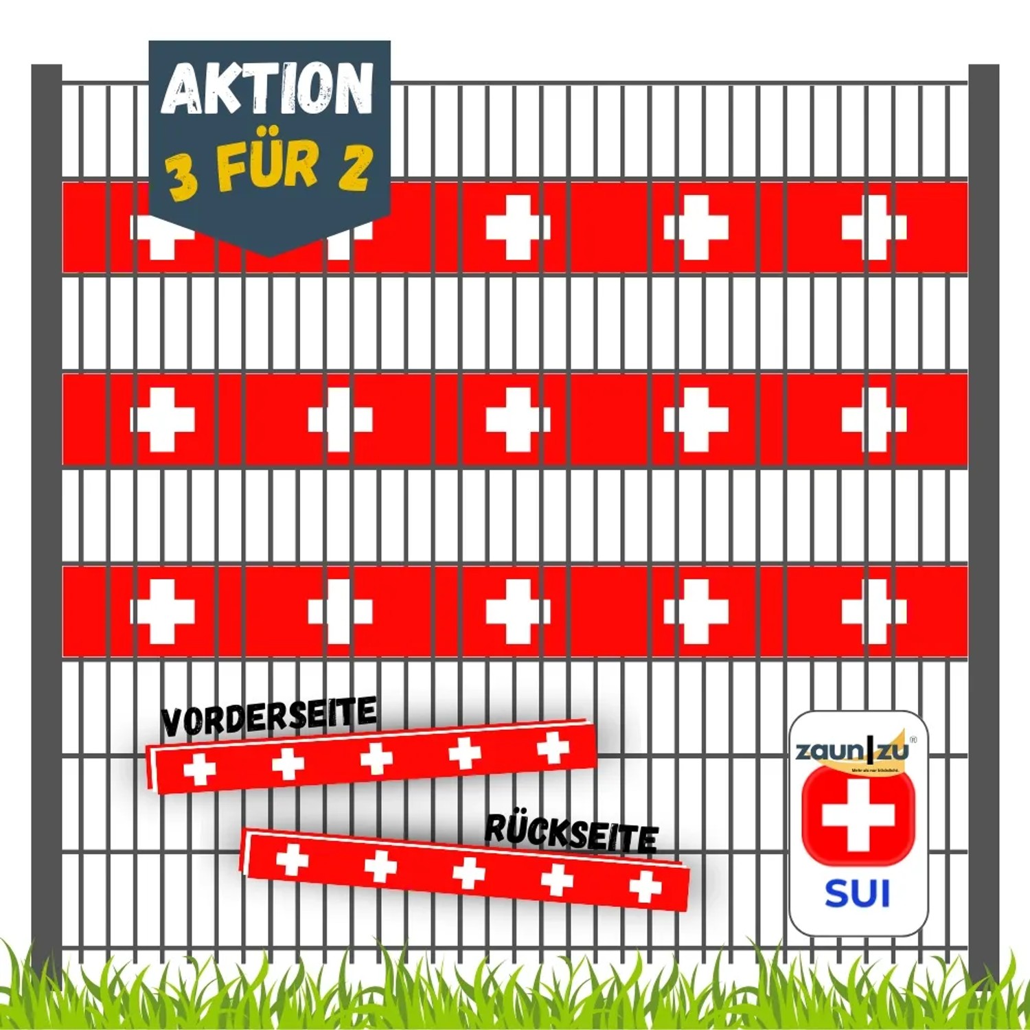 zaunzu Sichtschutz Fanartikel Schweiz für Doppelstabmatten Akzentstreifen 3 günstig online kaufen