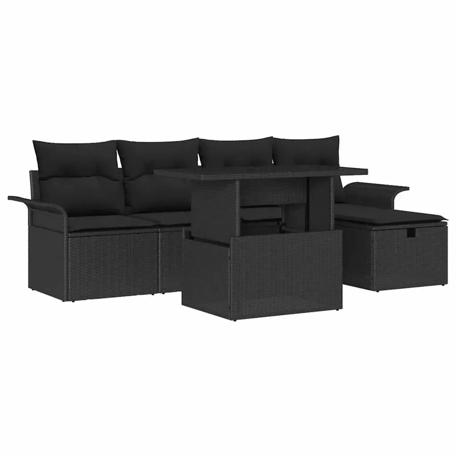 vidaXL Garten-Sofa-Set mit Kissen 6-Tlg Schwarz Poly Rattan 3361002 günstig online kaufen