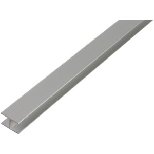Silbernes Alberts H-Profil aus Aluminium, 20x20x2000 mm, ideal für Konstruktionen.