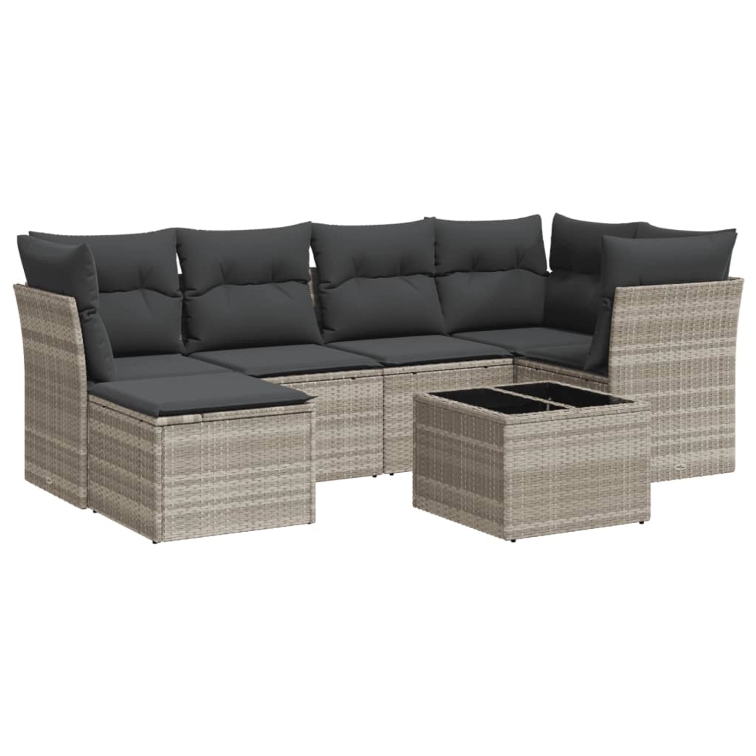vidaXL 7-Tlg Garten-Sofagarnitur mit Kissen Hellgrau Poly Rattan 3249801 günstig online kaufen