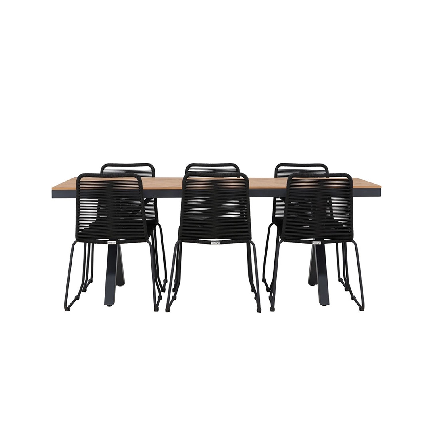 ebuy24 GarciaLindos1 Gartenset 1 Esstisch 6 Stühle Schwarz Tisch cm H74xB10 günstig online kaufen