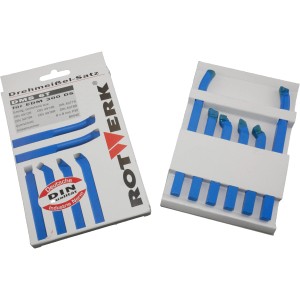 Rotwerk Hartmetall-Drehmeißelsatz, 6-teilig, 8x8 mm, im Set mit verschiedenen Meißelformen.