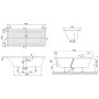 Technische Zeichnung: Villeroy & Boch Subway Duo Rechteck-Badewanne, 190x90 cm, Maße und Details.