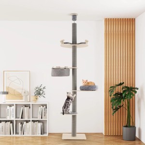 Costway Katzenmöbel Kletterbaum Von Boden Bis Decke Grau 236-271 cm
