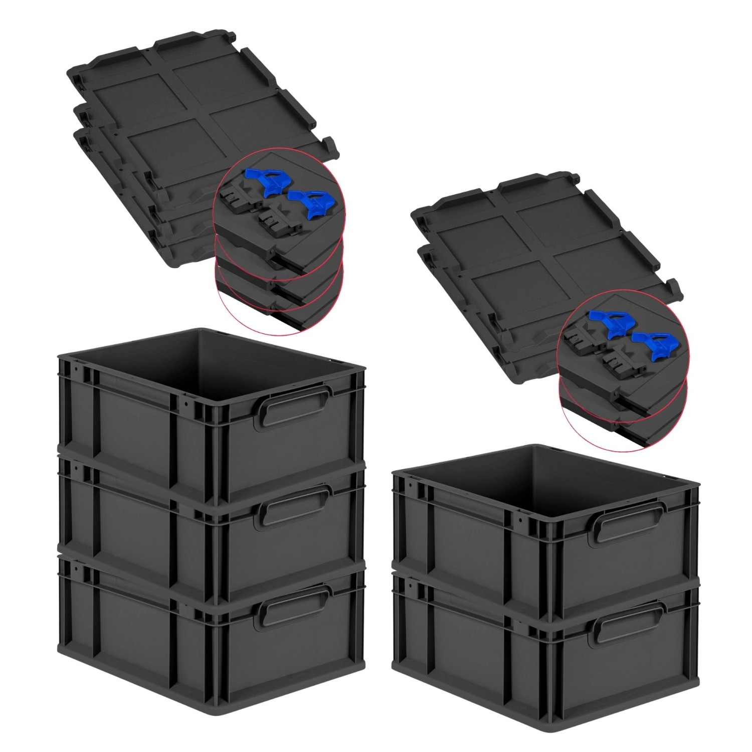 PROREGAL SuperSparSet 5x Eurobox Nextgen Grip Mit Scharnierdeckel Und Blaue günstig online kaufen