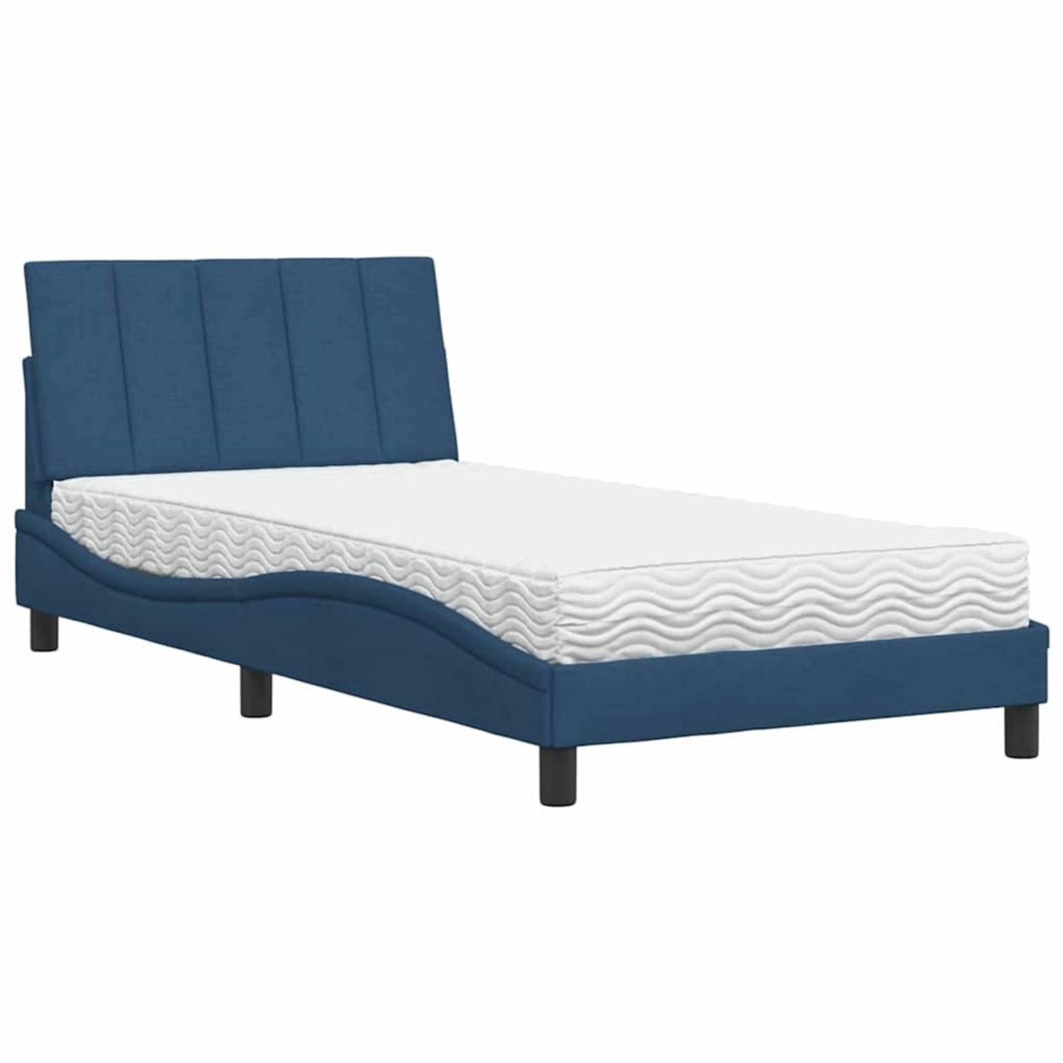 vidaXL Bett mit Matratze Hanko Blau 100x200 cm Stoff 3310516